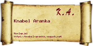 Knabel Aranka névjegykártya